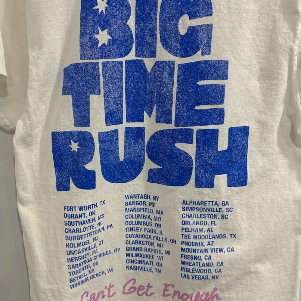 Big Time Rush 2023 Concert T Shirt WhiteTee with Pink and Blue Design
